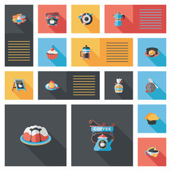 coffee flat ui background set, eps10