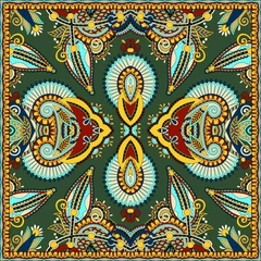 Zelfklevend Fotobehang Traditional ornamental floral paisley bandanna. Square ornament © Kara-Kotsya