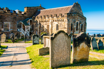 St Mary's Church and gravestones in Whitby, North Yorkshire, UK