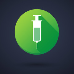 Long shadow round icon with a syringe