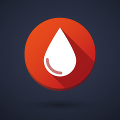 Long shadow round icon with a blood drop