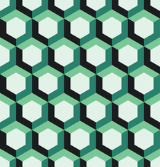 A green seamless hexagonal style repeating pattern background