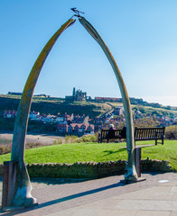 View of The whale bones, Whitby town symbol, UK