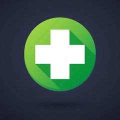 Long shadow round icon with a pharmacy sign