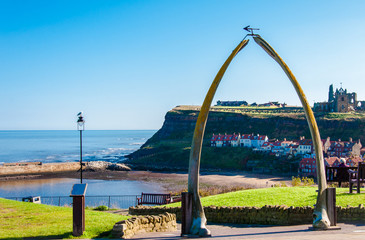 View of The whale bones, Whitby town symbol, UK