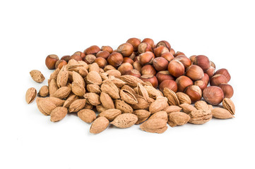 Group of nuts isolated on white background