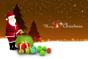 Christmas  gift box with santaclaus