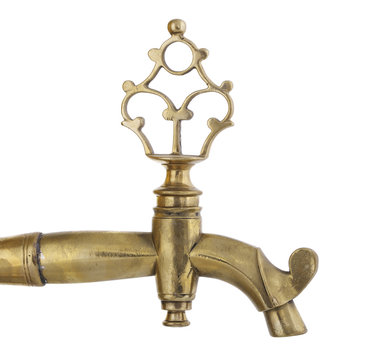 Antique tap over white isolated background