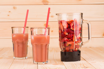 Glasses of strawberry smoothie