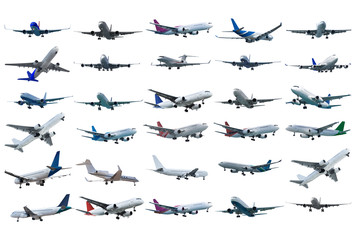 Obraz premium Zestaw prawdziwych samolotów odrzutowych