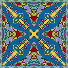 silk neck scarf or kerchief square pattern design in ukrainian k