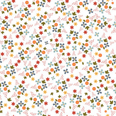 small autumn flowers seamless pattern