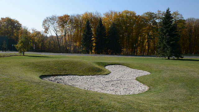 Panning of golf course in Mezhigirya, Ukraine