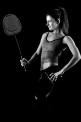 woman with badminton racket