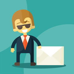 Set of businessman holding letter