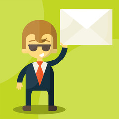 Set of businessman holding letter