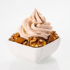 Bowl of walnut frozen yoghurt