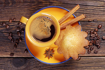 Coffee cup and cupcake