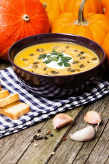 Delicious pumpkin cream soup