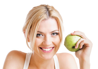 woman and apple