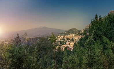 Fototapeta na wymiar Taormina and Etna, Sicily.