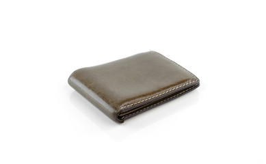 leather wallet brown leather isolated on white background