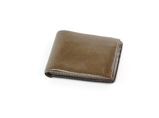 leather wallet brown leather isolated on white background