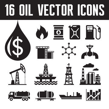 16 oil vector icons for infographic and  presentation