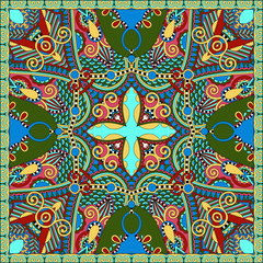 silk neck scarf or kerchief square pattern design in ukrainian k