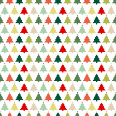 Seamless Pattern Christmas Trees Stars Red/Green
