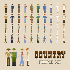 Collection Of Country People In Different Positions