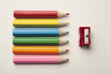 Colorful Wooden Pens  and  a Sharpener