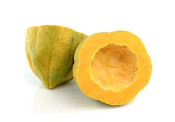 papaya ripe fruits on White background