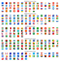 Rounded Square Vector National flag Icons