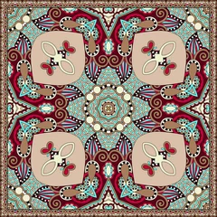 Selbstklebende Fototapeten Traditional ornamental floral paisley bandanna. Square ornament © Kara-Kotsya