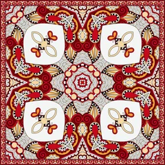 Poster Traditional ornamental floral paisley bandanna. Square ornament © Kara-Kotsya
