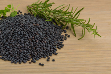 Raw black lentils
