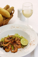 Shrimp Salad and White Wine