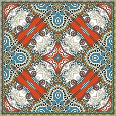 Abwaschbare Fototapete Traditional ornamental floral paisley bandanna. Square ornament © Kara-Kotsya