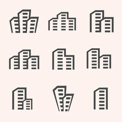 Obraz premium Vector city buildings silhouette icons