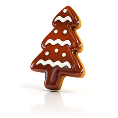chocolate biscuit gingerbread Christmas tree 3d illustration