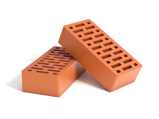 two bricks on white background