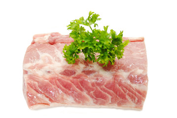 Boneless Raw Pork Roast with Fresh Parsley