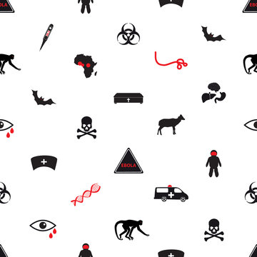 Ebola Disease Icons Seamless White Pattern Eps10