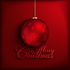 Christmas bauble on red background