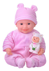 Baby doll in pink dress