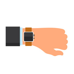Arm with a Smartwatch in Flat Design Style.