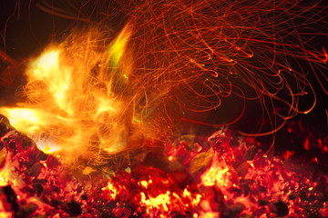 Fototapeta na wymiar Fire in fireplace