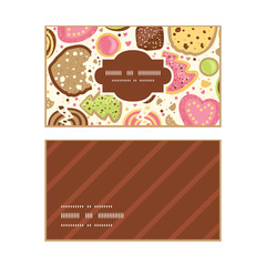 Vector colorful cookies horizontal frame pattern business cards