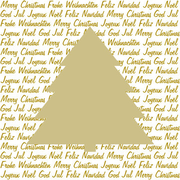 Goldener Tannenbaum auf Weihnachtsgrüße in 5 Sprachen